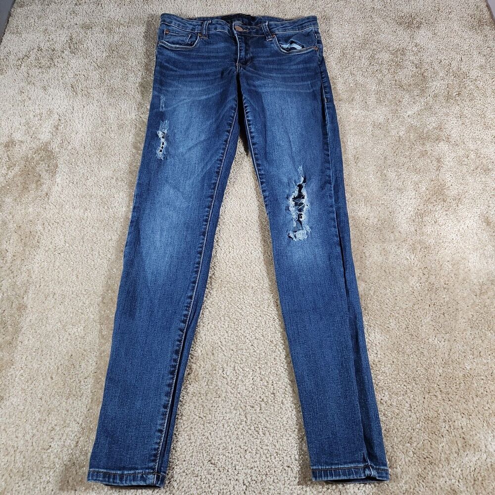 STS Blue Womens Blue Denim Distressed Cassie Skinny Jean Sz 28 Stretch Classic